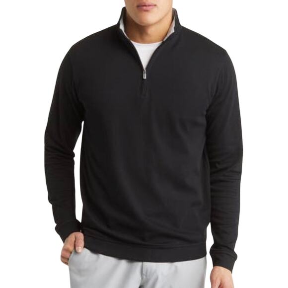 Peter Millar Crown Comfort Custom Quarter Zips, Black Preppy Men's L - Picture 1 of 9